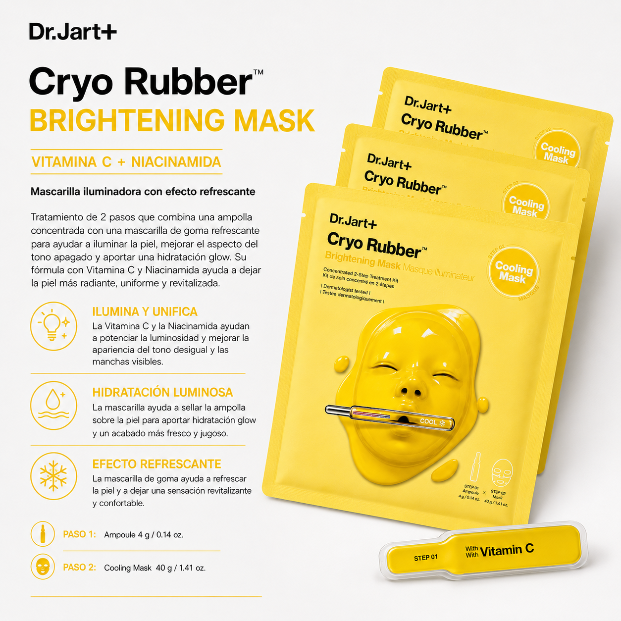 Dr.Jart+ - Cryo Rubber Brightening Mask - Mascarilla Iluminadora con Vitamina C 1 pza
