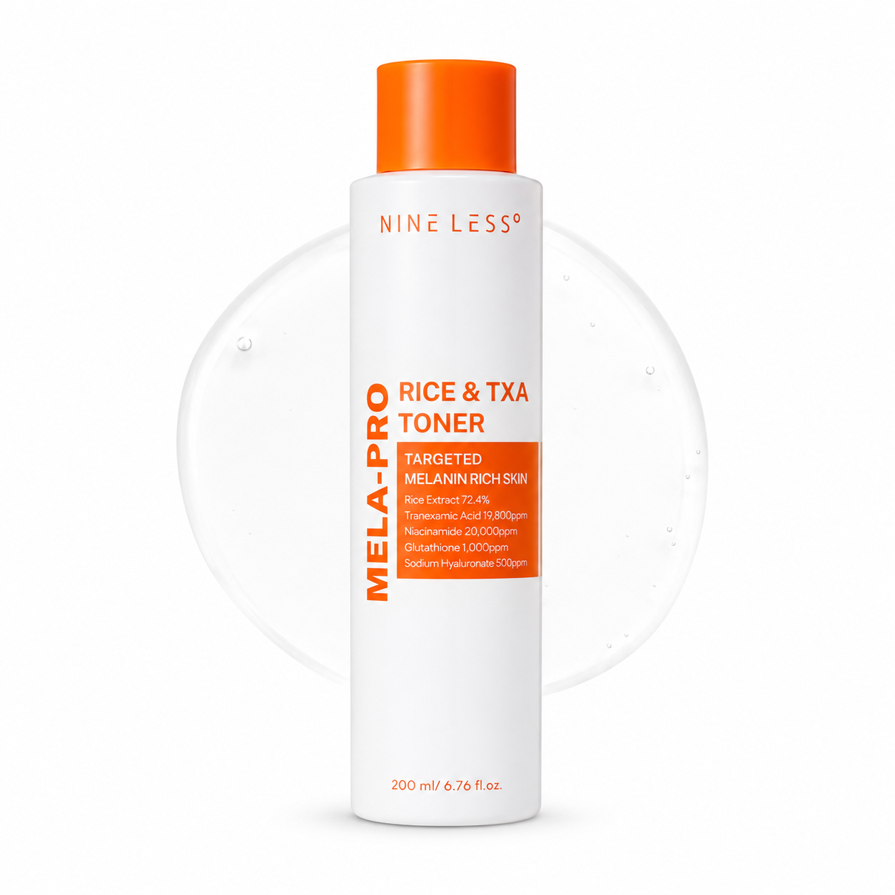 Nine Less - Mela-Pro Rice &amp; TXA Toner - Tónico Iluminador Antimanchas con Arroz y Ácido Tranexámico 200 ml