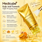 MEDICUBE - Kojic Acid Turmeric Night Wrapping Mask 75 ml - Mascarilla nocturna iluminadora con ácido kójico, cúrcuma y retinol