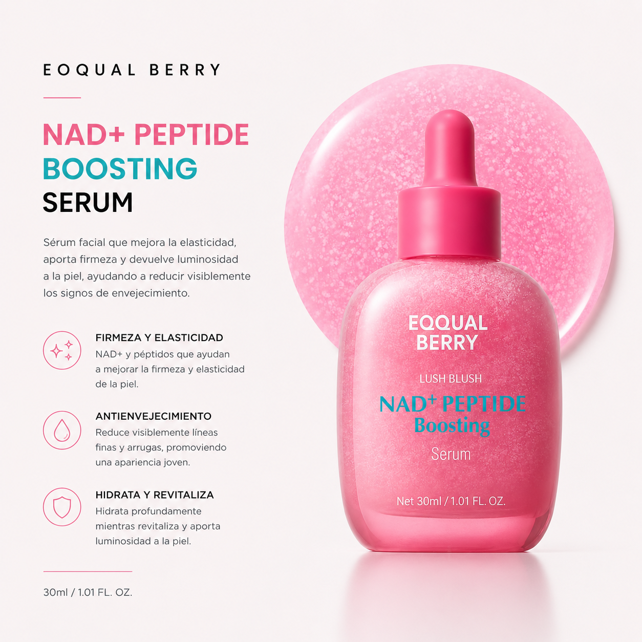EQQUALBERRY – NAD+ Peptide Boosting Smoothie Serum 30 ml – Sérum Reafirmante y Regenerador