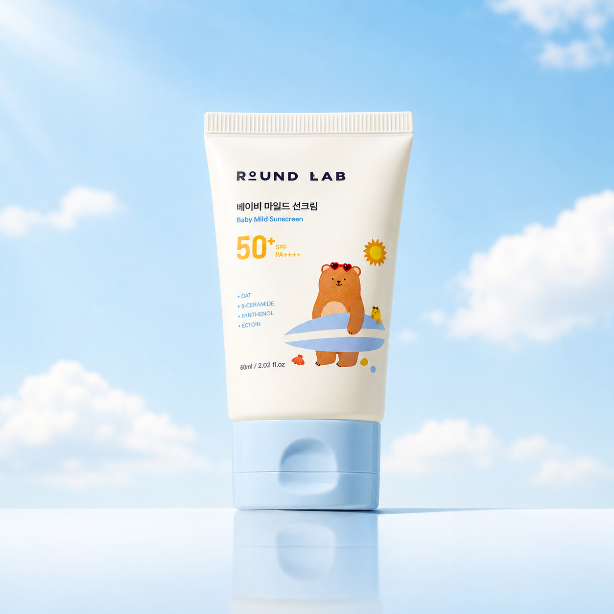 Round Lab - Baby Mild Sunscreen SPF50+ PA++++ – Protector Solar para niños Hidratante con Avena, 5 Ceramidas, Pantenol y Ectoin 60 ml