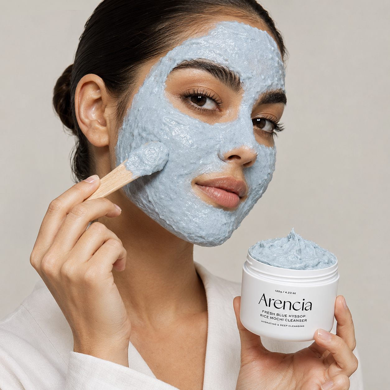 Arencia - Fresh Blue Hyssop Rice Mochi Cleanser | Limpiador Facial Hidratante y Purificante con Hisopo Azul y Arroz 120 g