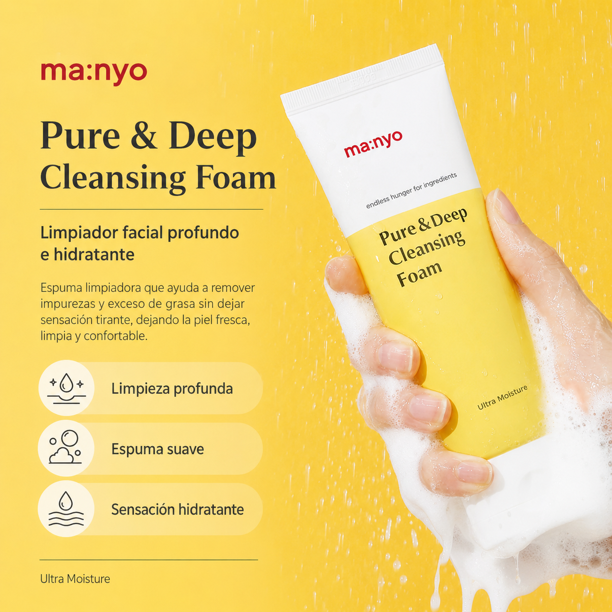 MA:NYO - Pure &amp; Deep Cleansing Foam | Limpiador Facial en Espuma Profunda e Hidratante 100 ml