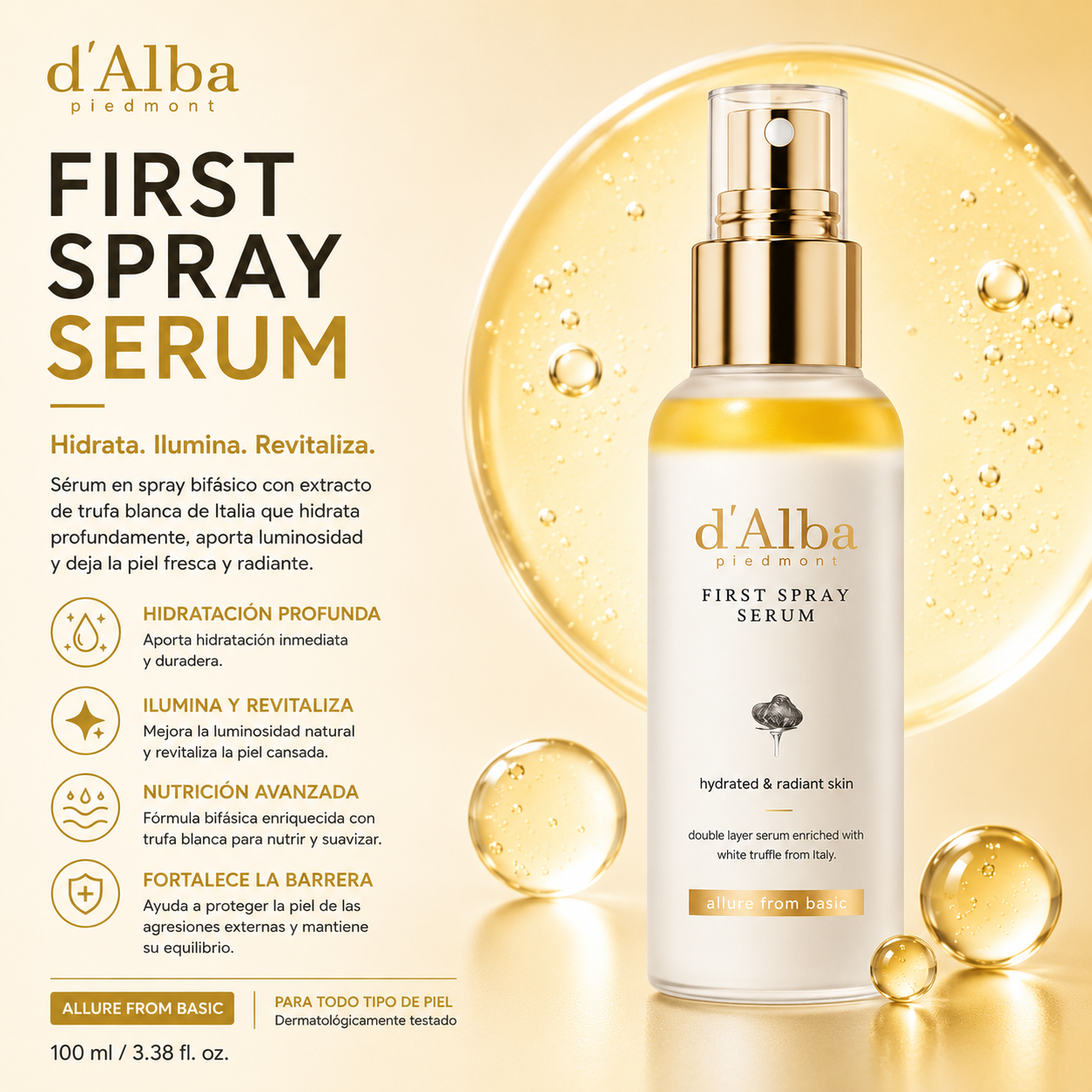 D'ALBA – Sérum en spray vegano de trufa blanca aromática | 100ml