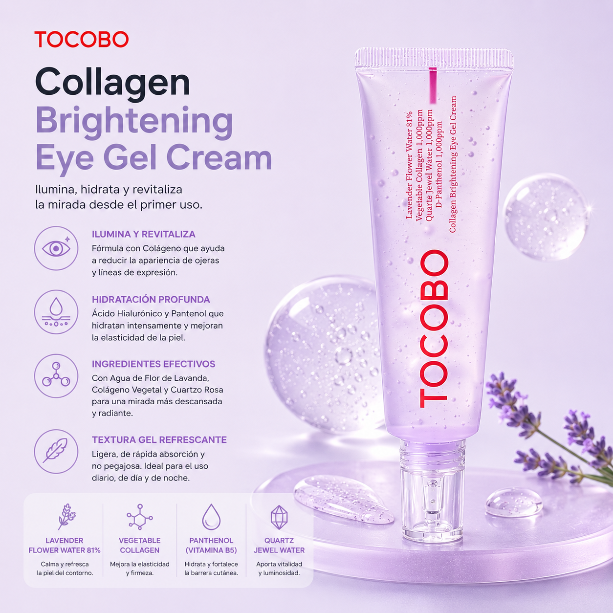 TOCOBO - Collagen Brightening Eye Gel Cream | Hidratante de Ojos Reafirmante