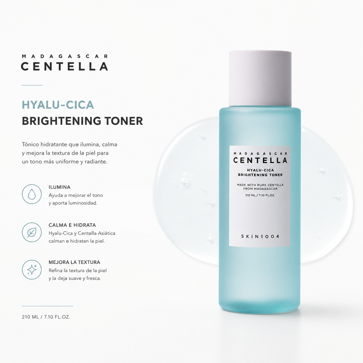 SKIN1004 – Madagascar Centella Hyalu-Cica Brightening Toner 210 ml – Tónico Hidratante e Iluminador