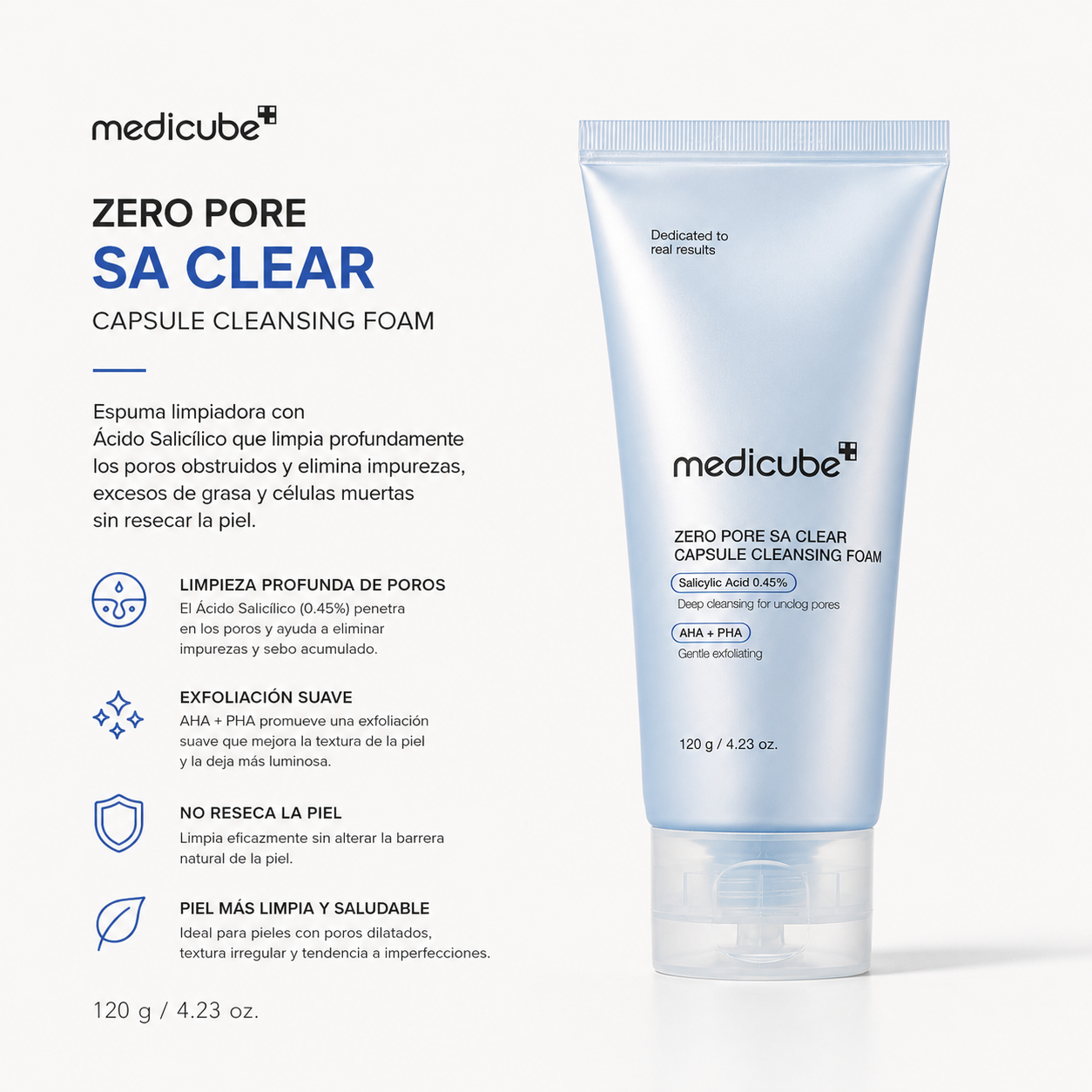 MEDICUBE – Zero Pore Capsule Cleansing Foam 120 g – Limpiador Exfoliante para Poros y Puntos Negros
