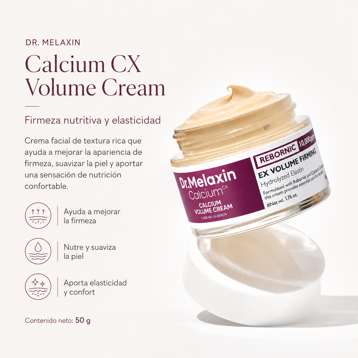 Dr. Melaxin - Calcium CX Calcium Volume Cream – Crema Reafirmante con REBORNIC, Calcio y Elastina 50 g
