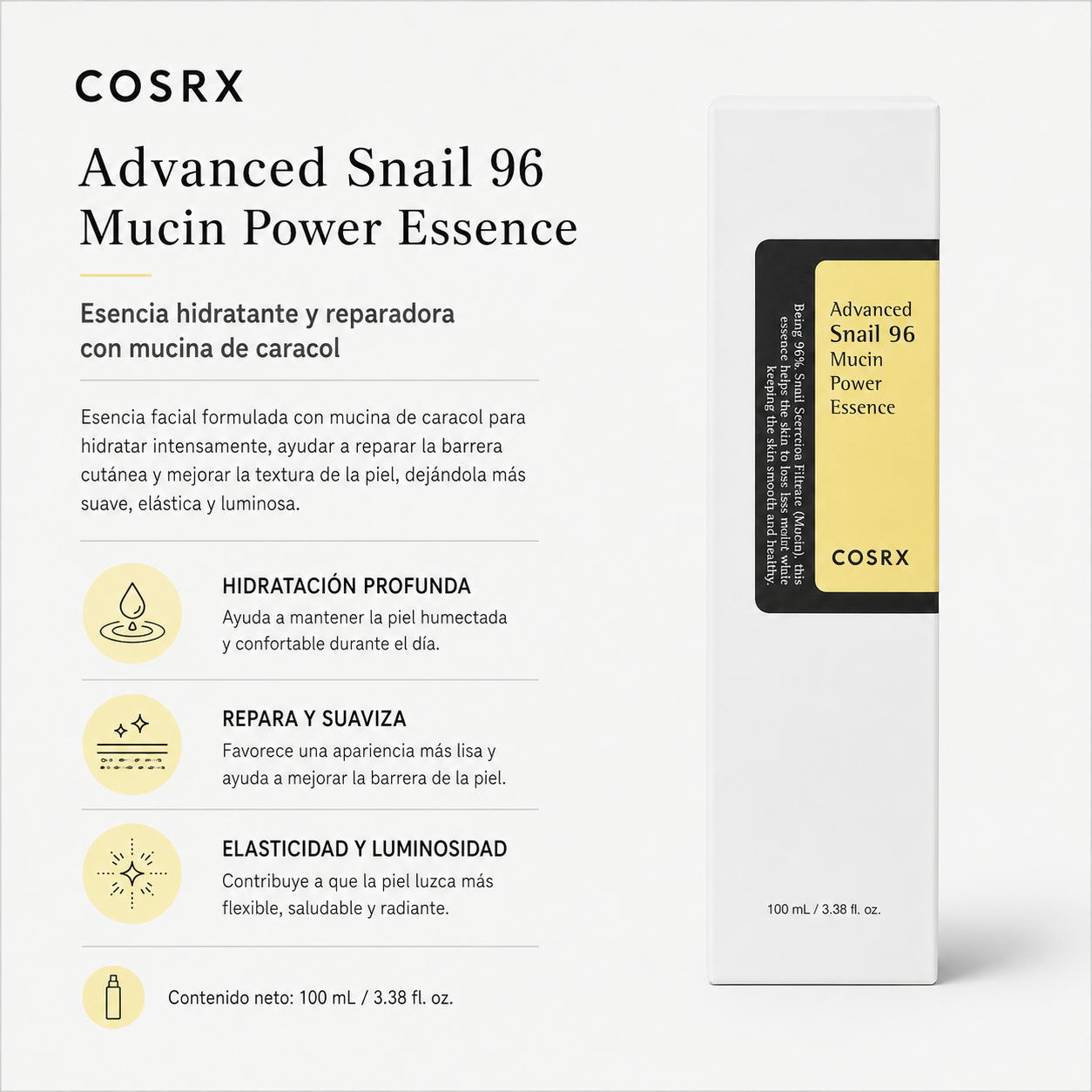 COSRX - Advanced Snail 96 Mucin Power Essence | 100ml | Esencia hidratante y regeneradora