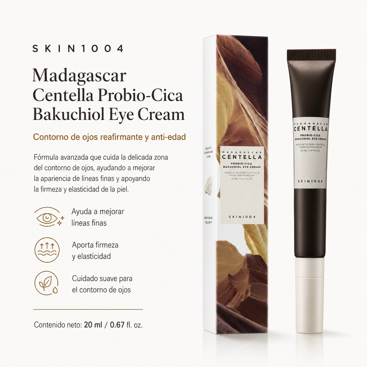 SKIN1004 - Probio-Cica Bakuchiol Eye Cream | 20ml | Contorno de ojos hidratante y antiedad