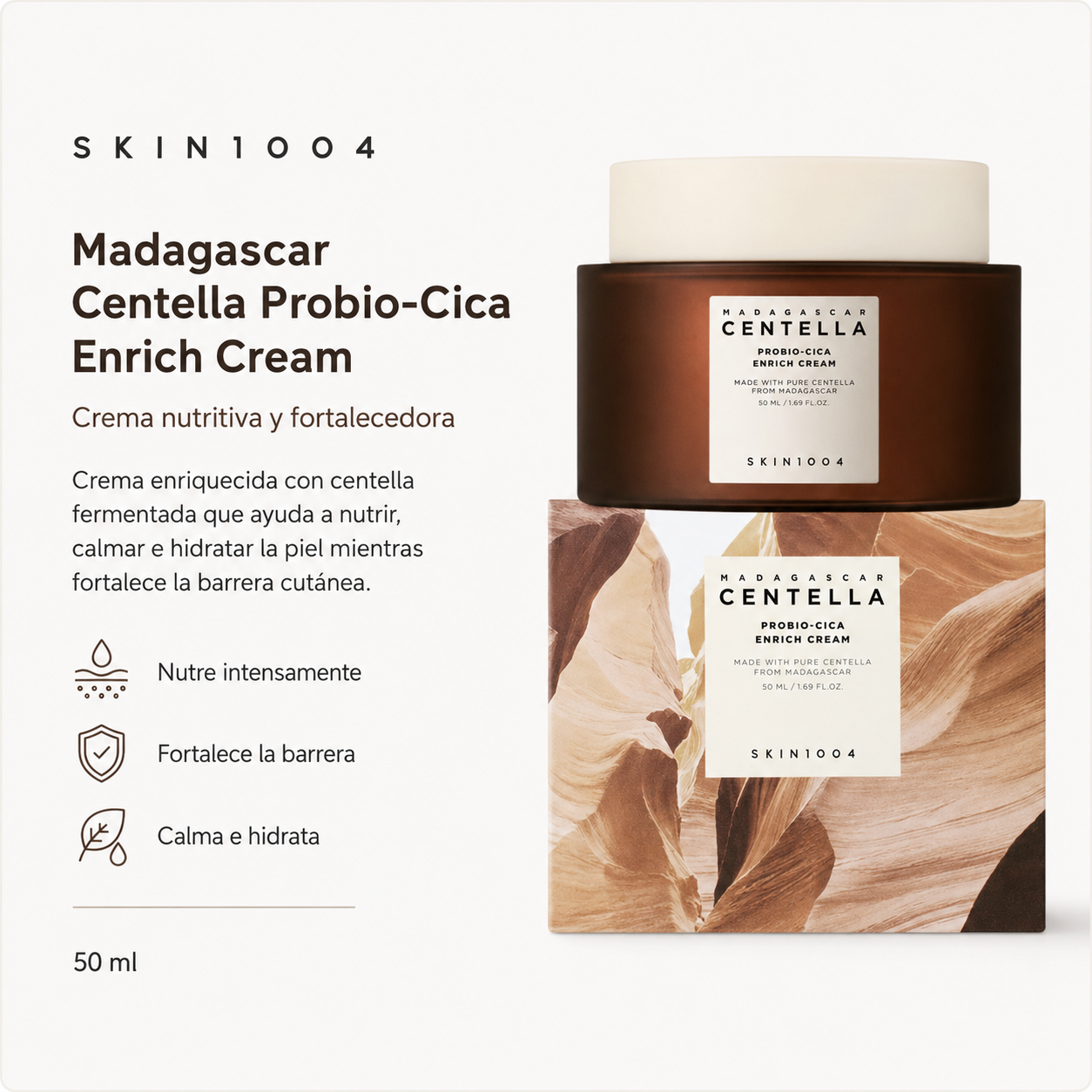 SKIN1004 - Probio-Cica Enrich Cream | 50ml | Crema hidratante antiedad y calmante