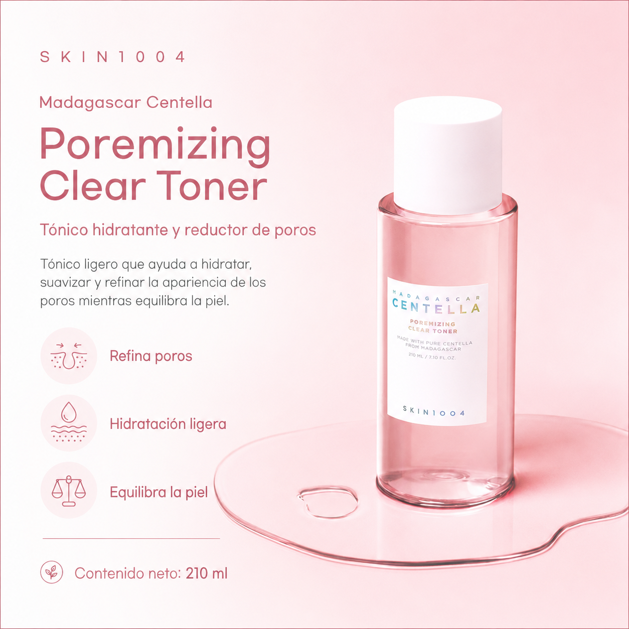 SKIN1004 - Poremizing Clear Toner | 210ml | Tónico hidratante y reductor de poros