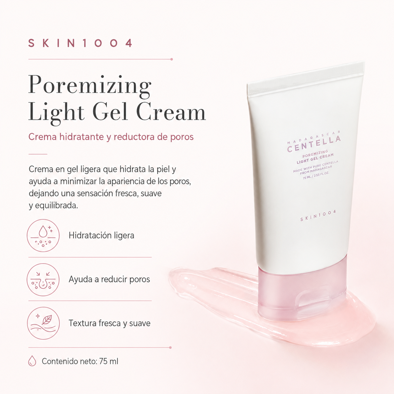 SKIN1004 - Poremizing Light Gel Cream 75 ML | Crema Hidratante Y Reductora De Poros 75 ml