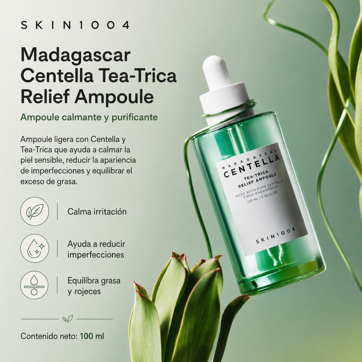 SKIN1004 - Tea-Trica Relief Ampoule | 100ml | Suero para piel grasa y antiacné