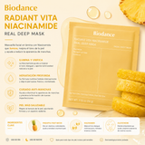 Biodance - Radiant Vita Niacinamide Real Deep Mask – Mascarilla de Hidrogel Iluminadora con Niacinamida, Glutatión y Agua de Piña 4 unidades