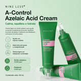 NINE LESS - A-Control Azelaic Acid Cream – Crema Facial con Ácido Azelaico, Pantenol y Centella para Piel Grasa y con Imperfecciones 50 ml