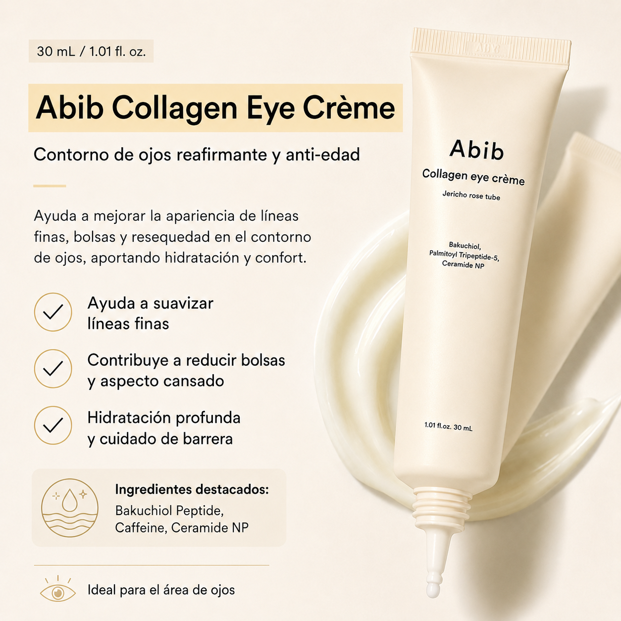 ABIB – Collagen Eye Crème Jericho Rose 30 ml – Crema Contorno de Ojos Antiedad con Colágeno