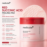 MEDICUBE – Red Succinic Pad 70 Pads – Pads Exfoliantes para Acné y Control de Grasa