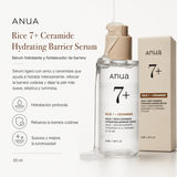 Anua - 7+ Rice Ceramide Hydrating Barrier Serum – Sérum Hidratante y Reforzador de Barrera | 50 ML