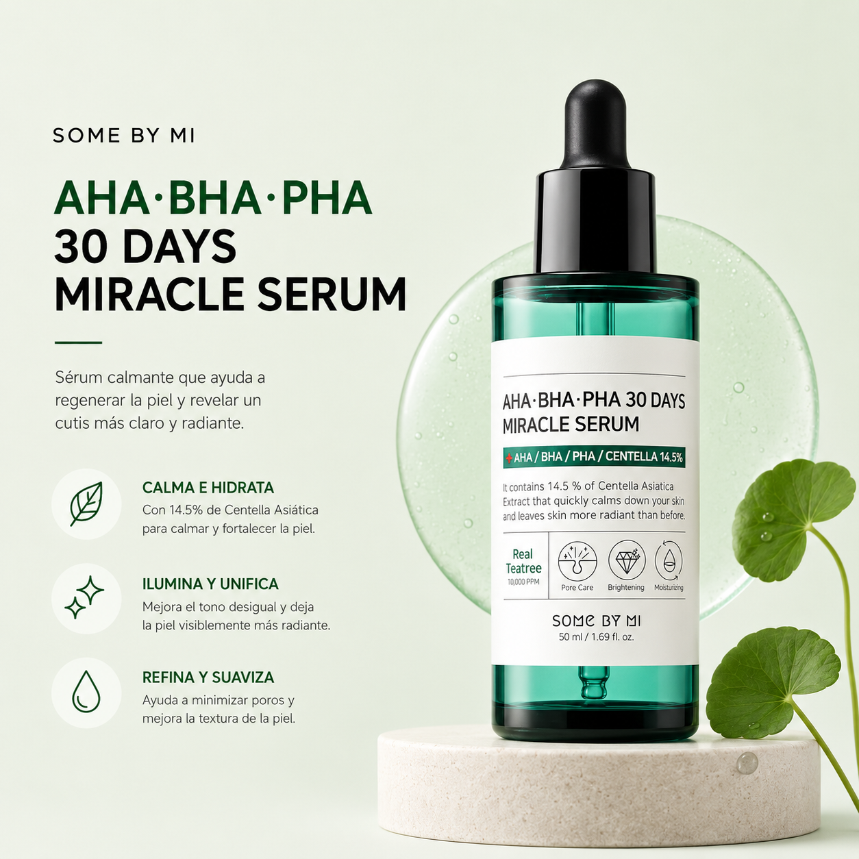 SOME BY MI - AHA, BHA, PHA 30 Days Miracle Serum | 50ml | Suero exfoliante y regenerador