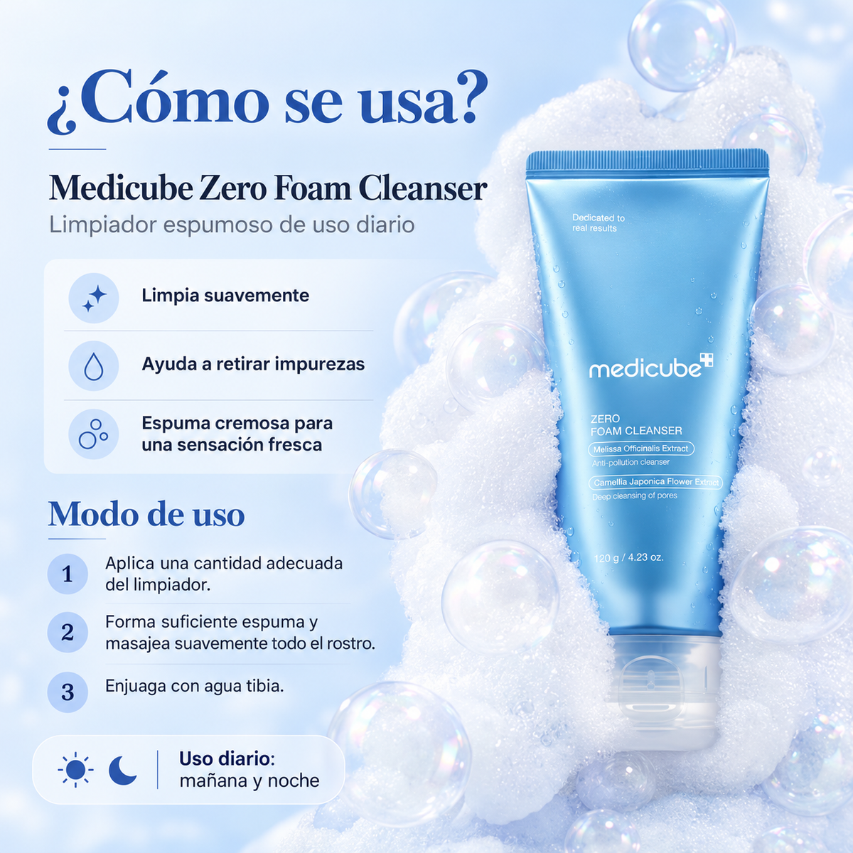MEDICUBE – Zero Foam Cleanser 120 g | Limpiador Facial Profundo para Poros e Impurezas