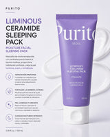 PURITO SEOUL – Luminous Ceramide Sleeping Pack 80 ml – Mascarilla Nocturna Hidratante y Reparadora