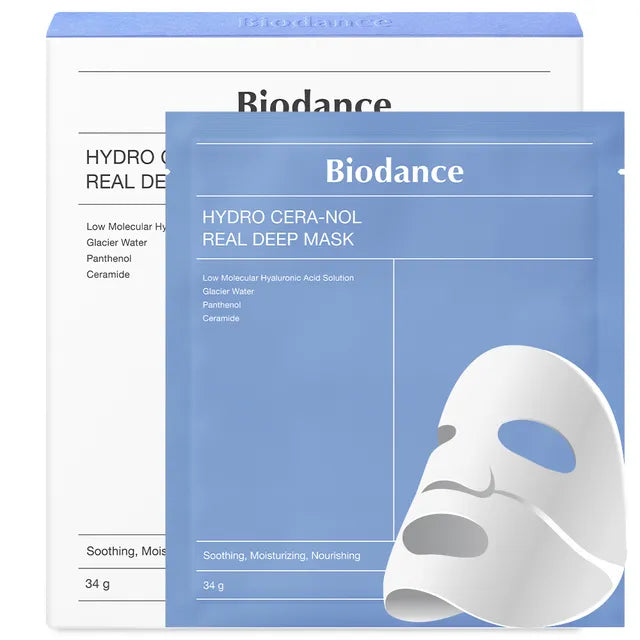 Biodance - Hydro Cera-nol Real Deep Mask | Mascarilla Hidratante Profunda con Ceramidas y Pantenol 34 g - 4 unidades